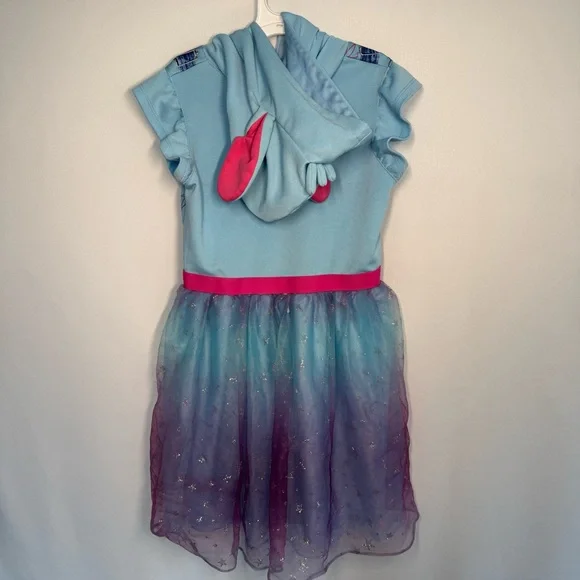 💜3/$15 Disney Lilo & Stitch Girls Tulle Tutu Dress Hoodie Blue Purple Patches L - Picture 6 of 11